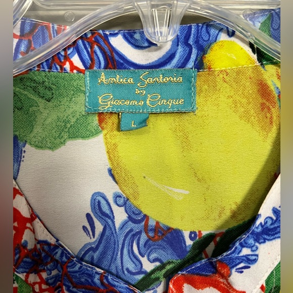 Antica Santoria by Giacomo Cinque Swimsuit Cover Up Tunic Top Size L - Picture 3 of 7